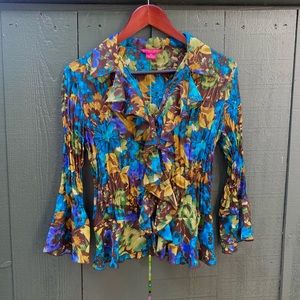 Colorful, button-down, flare sleeve top